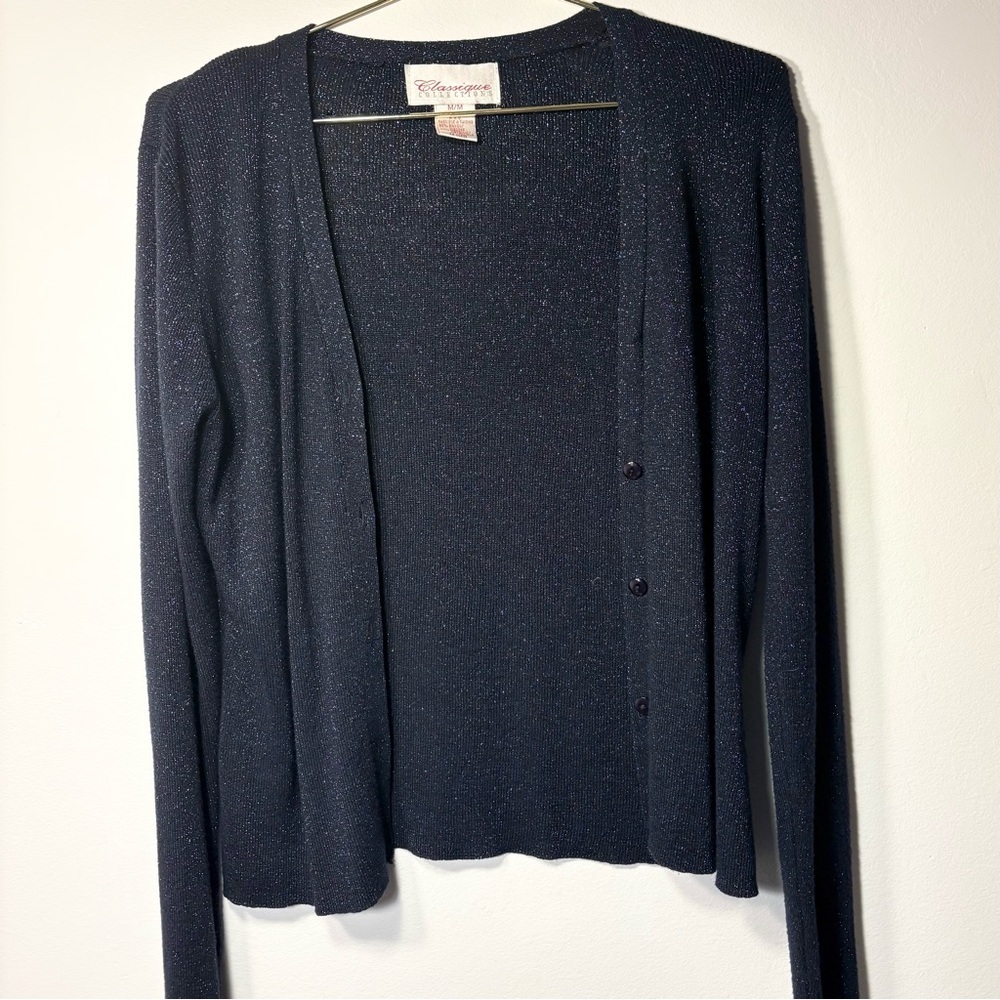 Classic Collection’s Navy Sparkle Women's Cardigan sweater, size M